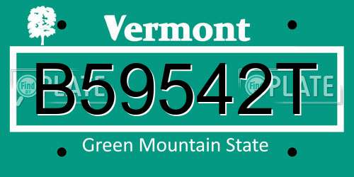 B59542T Vermont License Plate