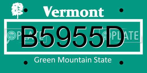 B5955D Vermont License Plate