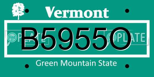 B5955O Vermont License Plate