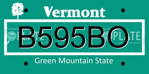 B595BO Vermont License Plate