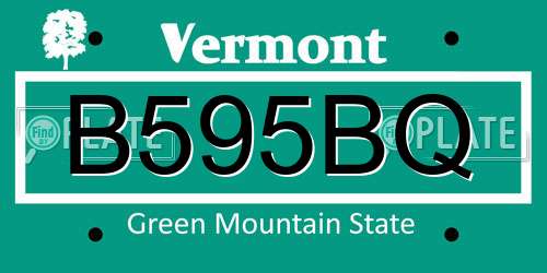 B595BQ Vermont License Plate