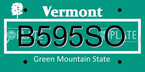 B595SO Vermont License Plate