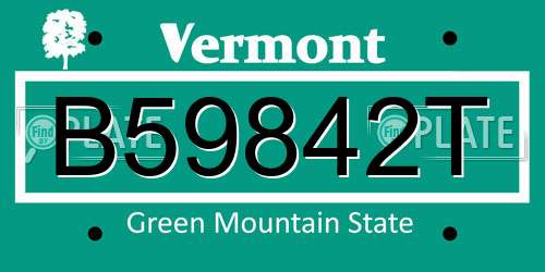 B59842T Vermont License Plate