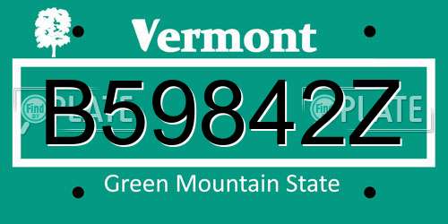 B59842Z Vermont License Plate