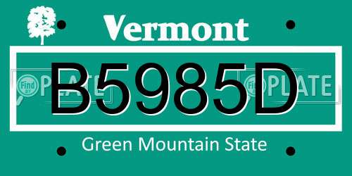 B5985D Vermont License Plate