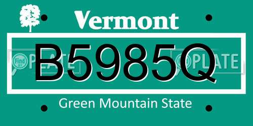 B5985Q Vermont License Plate