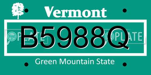 B5988Q Vermont License Plate