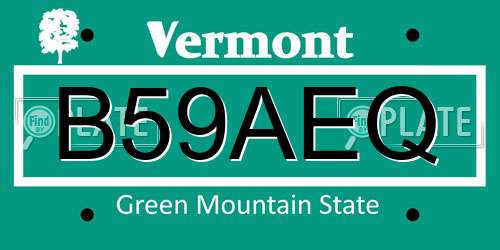 B59AEQ Vermont License Plate