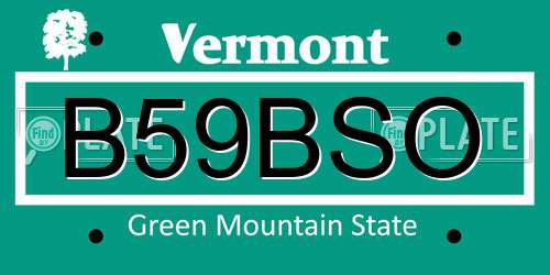 B59BSO Vermont License Plate