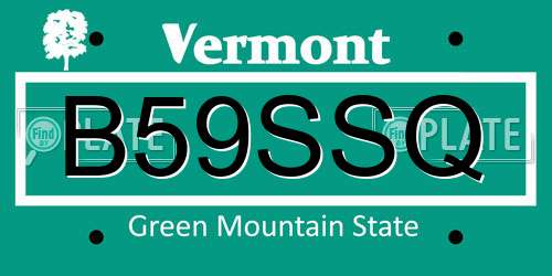 B59SSQ Vermont License Plate