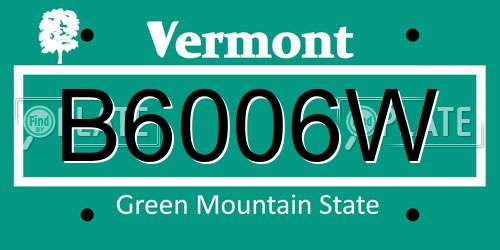 B6006W Vermont License Plate