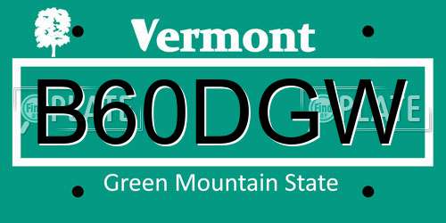 B60DGW Vermont License Plate