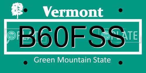 B60FSS Vermont License Plate