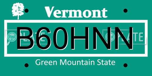 B60HNN Vermont License Plate