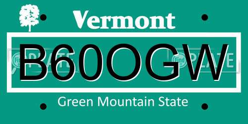 B60OGW Vermont License Plate