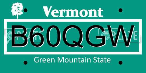 B60QGW Vermont License Plate