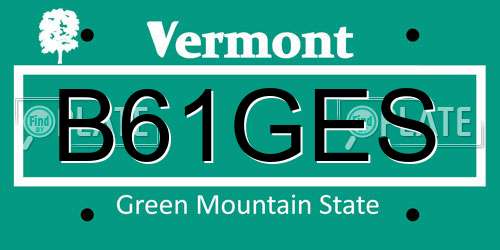 B61GES Vermont License Plate