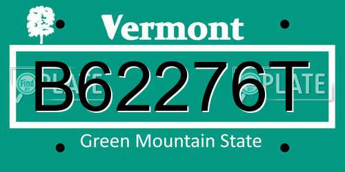 B62276T Vermont License Plate