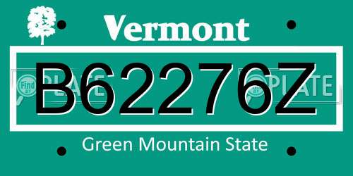 B62276Z Vermont License Plate