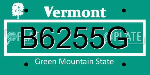 B6255G Vermont License Plate