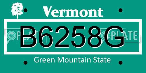 B6258G Vermont License Plate