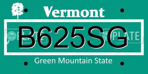 B625SG Vermont License Plate