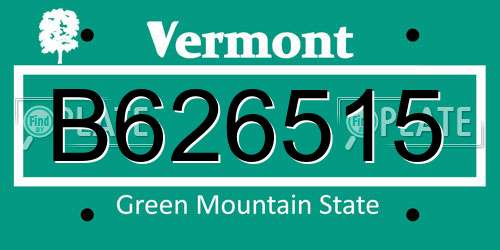 B626515 Vermont License Plate