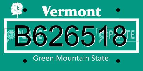 B626518 Vermont License Plate