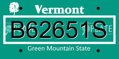 B62651S Vermont License Plate