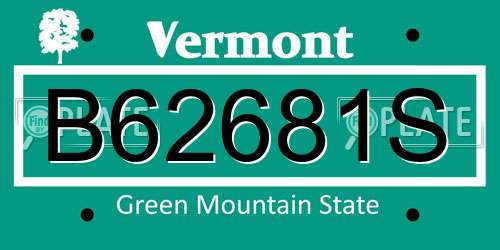 B62681S Vermont License Plate