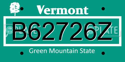 B62726Z Vermont License Plate