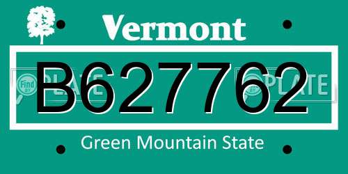 B627762 Vermont License Plate