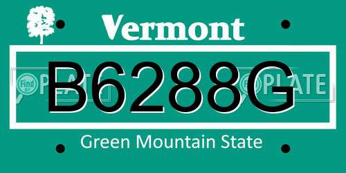 B6288G Vermont License Plate