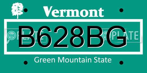 B628BG Vermont License Plate