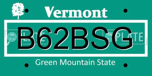 B62BSG Vermont License Plate