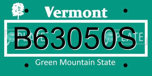 B63050S Vermont License Plate