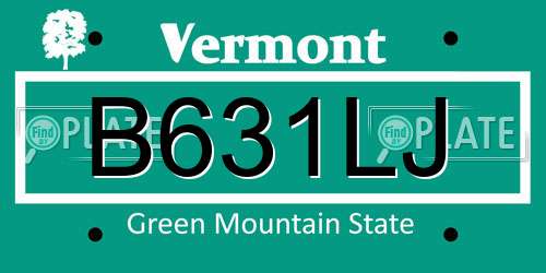 B631LJ Vermont License Plate