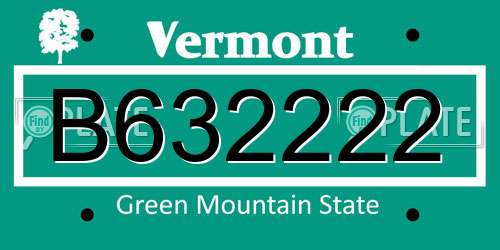 B632222 Vermont License Plate