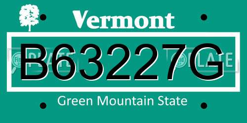 B63227G Vermont License Plate