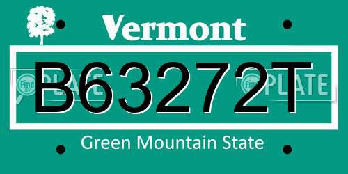 B63272T Vermont License Plate