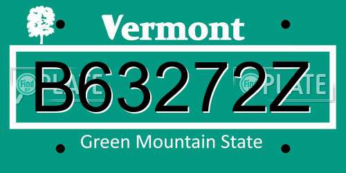 B63272Z Vermont License Plate