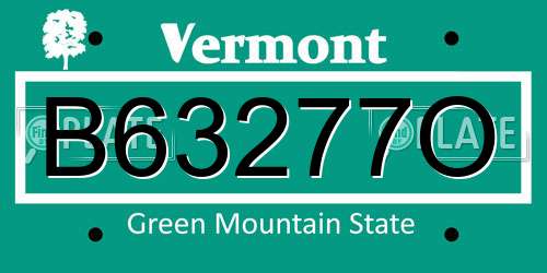B63277O Vermont License Plate