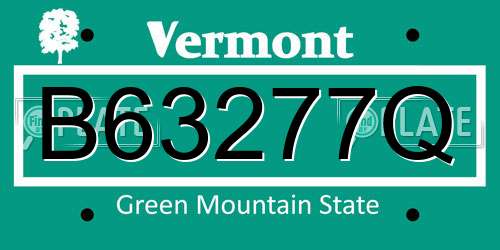 B63277Q Vermont License Plate