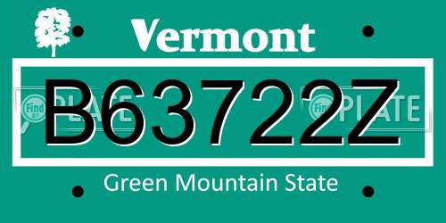 B63722Z Vermont License Plate