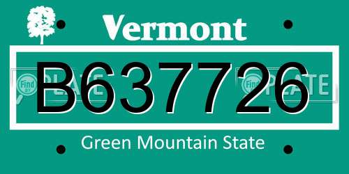 B637726 Vermont License Plate