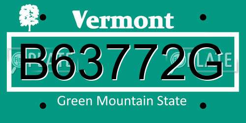 B63772G Vermont License Plate