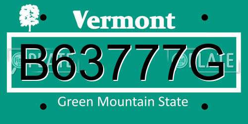 B63777G Vermont License Plate