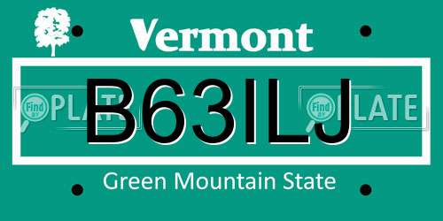 B63ILJ Vermont License Plate