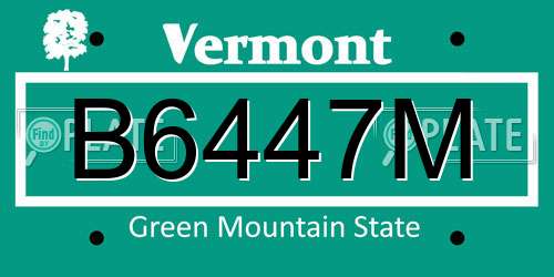 B6447M Vermont License Plate