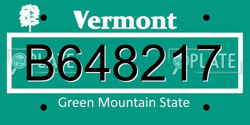 B648217 Vermont License Plate